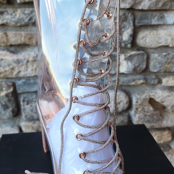 Rose Gold Clear Dress Heel boot - Picture 2 of 3